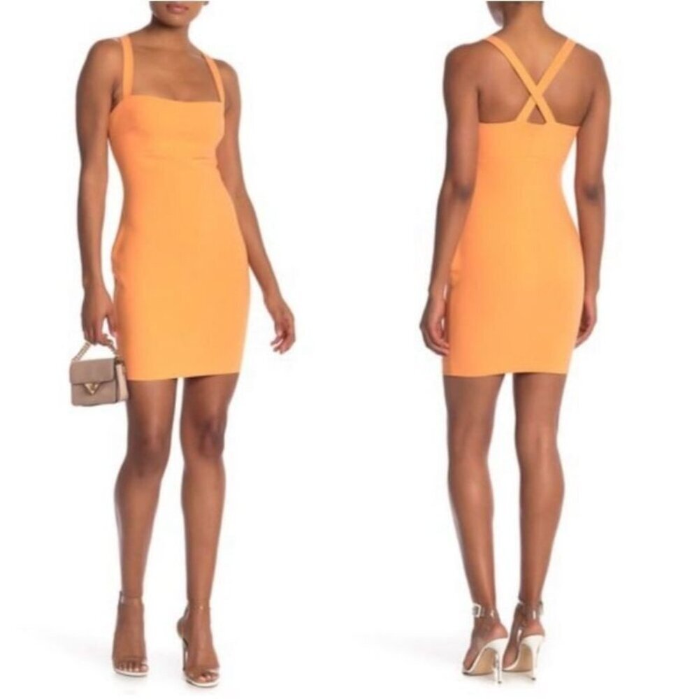 Likely Orange Square-Neck Mini Dress